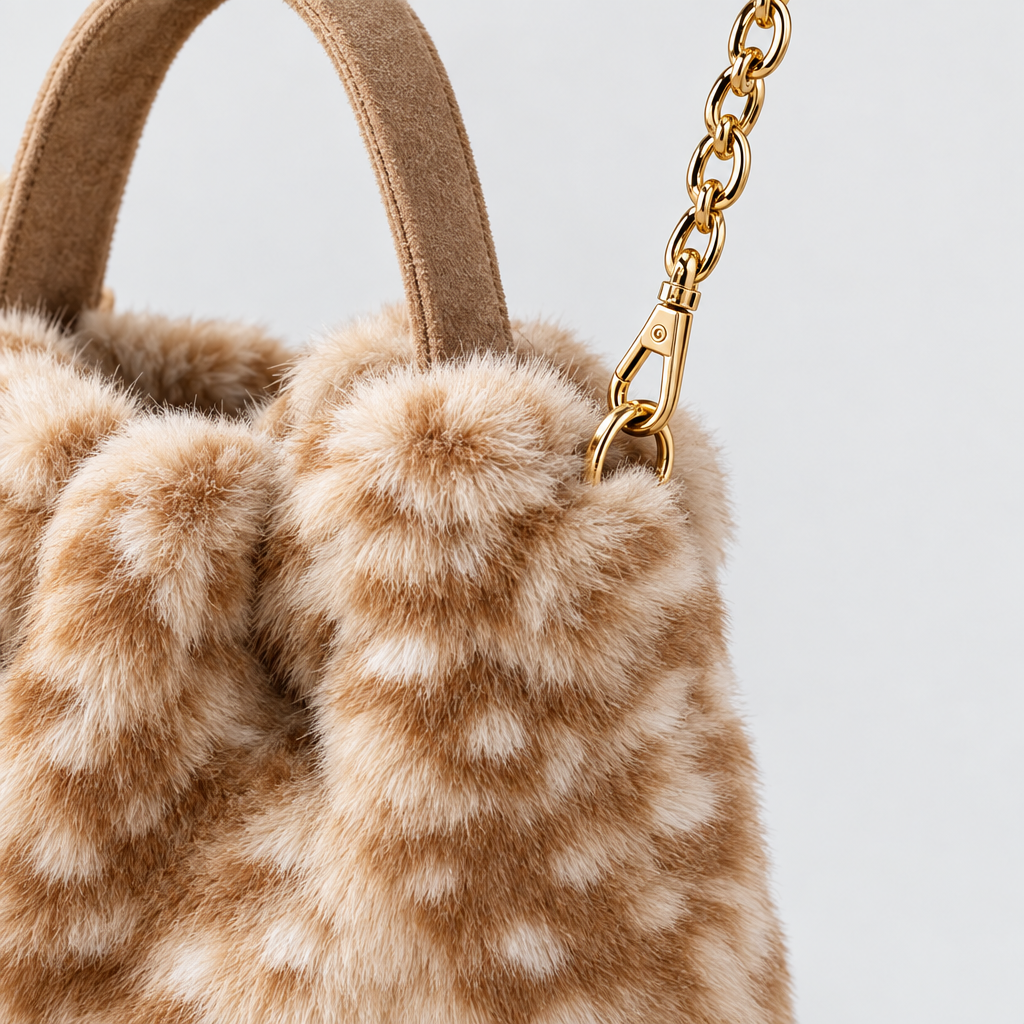 Faux Fur Spotted Crossbody Tas