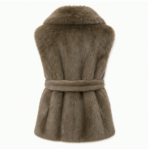 Faux Fur Gilet met Ceintuur - One Size