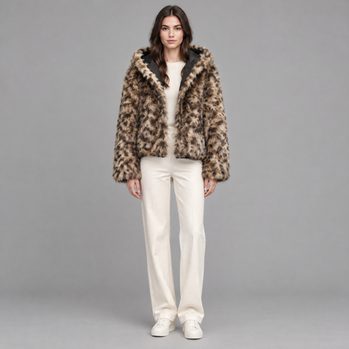 Reversible Faux Fur Jas met Luipaardprint, foto 1