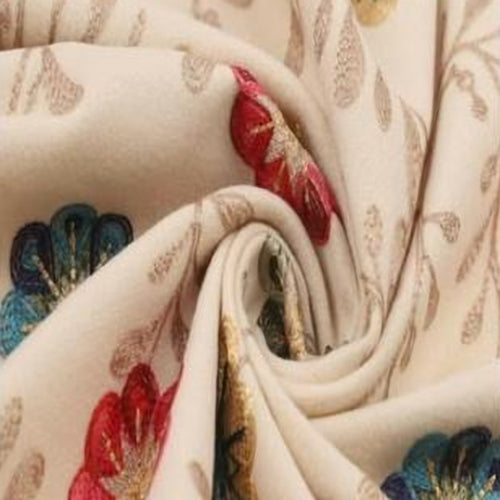 Viscose-Wol Sjaal met Bloemenborduursel - 72x180 cm