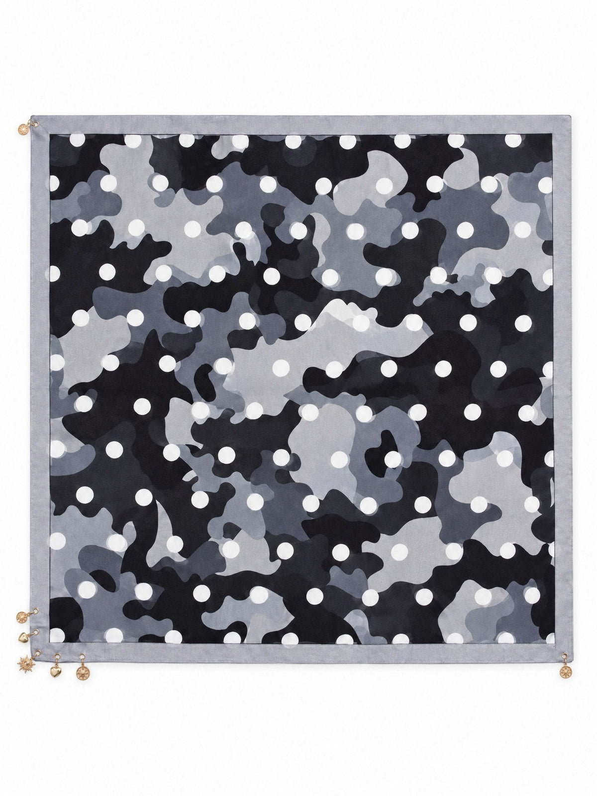 Camouflage Sjaal met Stippen en Gouden Bedeltjes