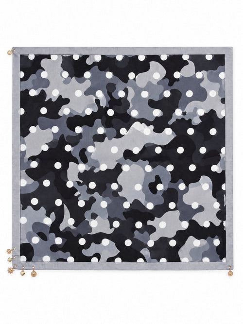 Camouflage Sjaal met Stippen en Gouden Bedeltjes