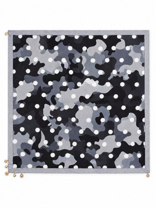 Camouflage Sjaal met Stippen en Gouden Bedeltjes