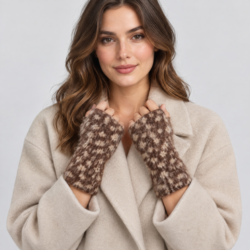 Vingerloze Faux Fur Handschoenen - Hertenprint