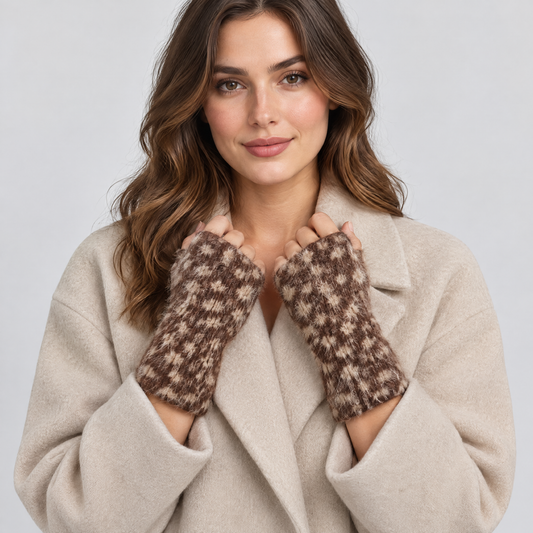 Vingerloze Faux Fur Handschoenen - Hertenprint