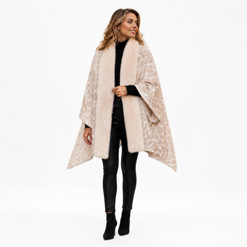 Stola Luipaardprint met Faux Fur Rand - 60x200 cm