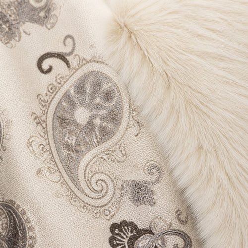 Paisley Stola met Faux Fur Rand - 65x180 cm