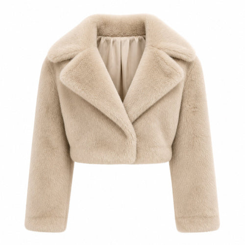 Faux Fur Jas Kort - One Size - Zwart & Beige