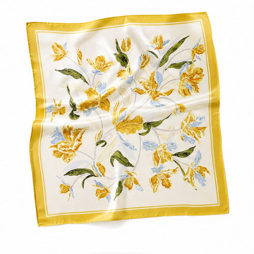 Vierkante Sjaal 70x70 Satijnlook – Bloemenprint