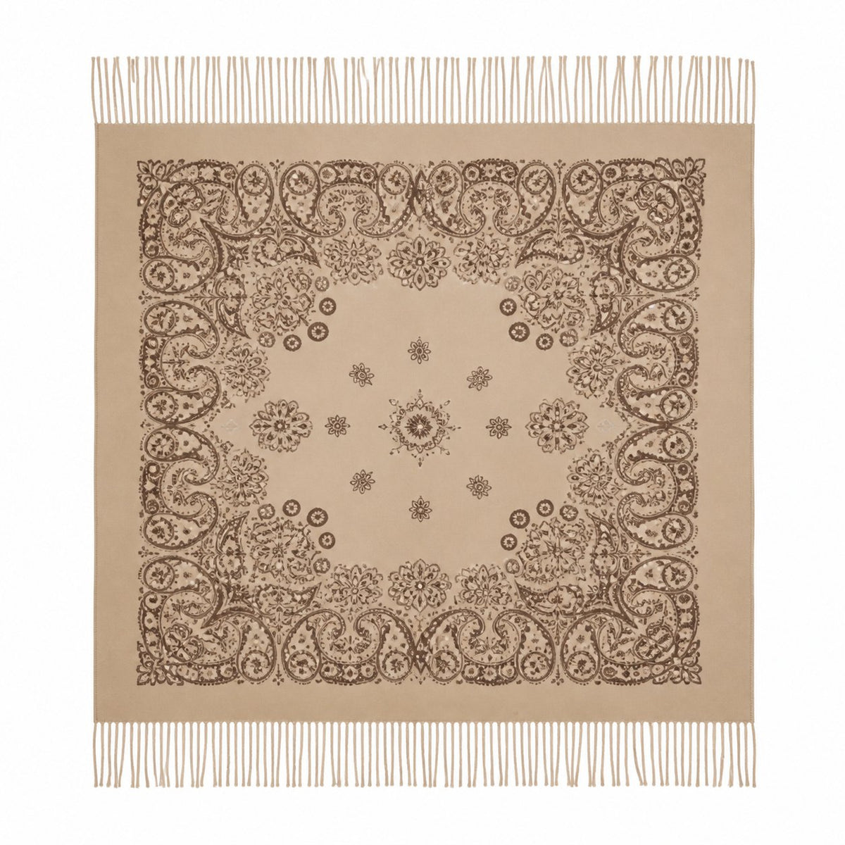 Vierkante Paisley Sjaal met Franjes - 105x105 cm