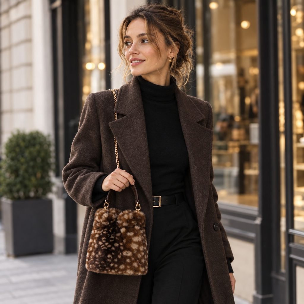 Faux Fur Spotted Crossbody Tas
