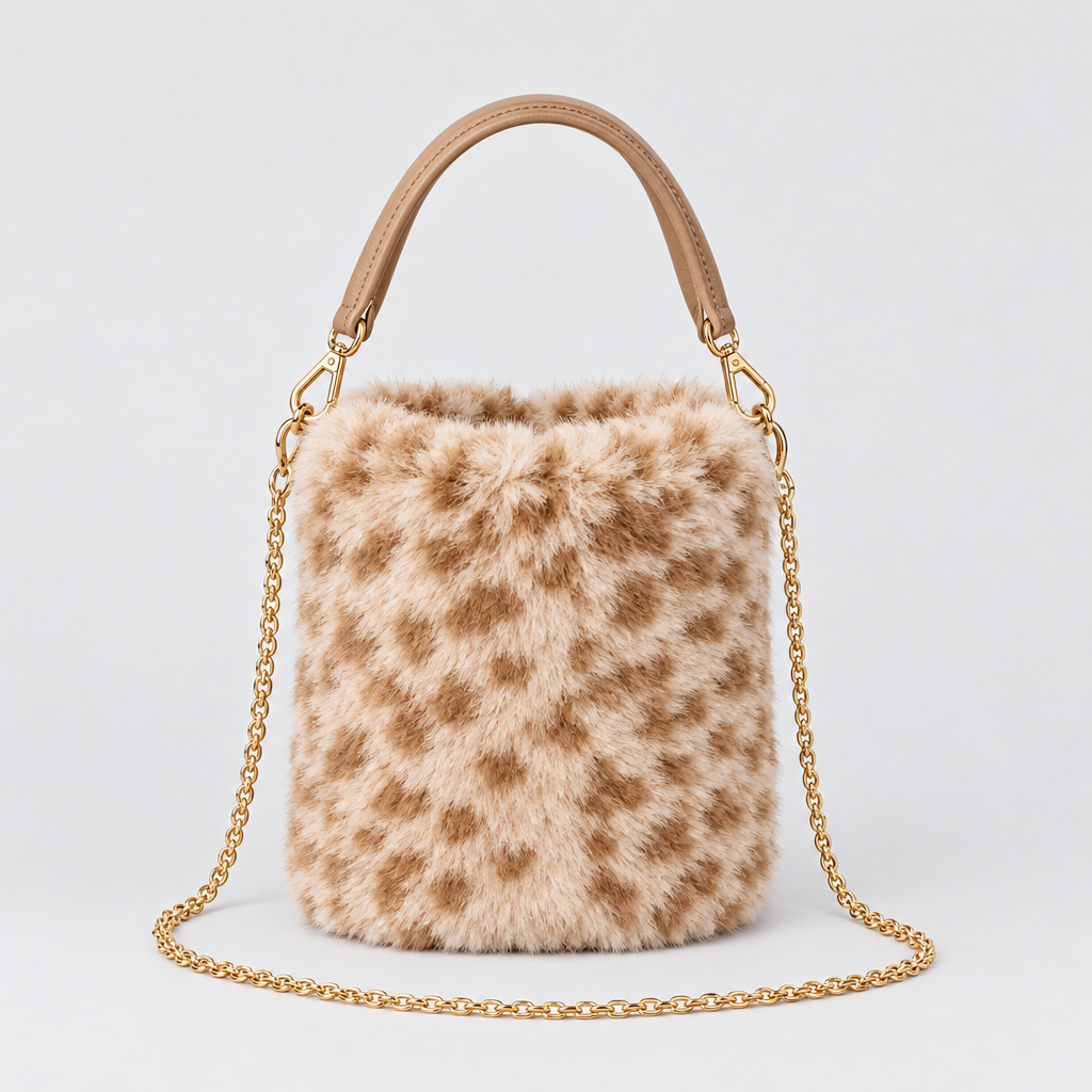 Faux Fur Spotted Crossbody Tas