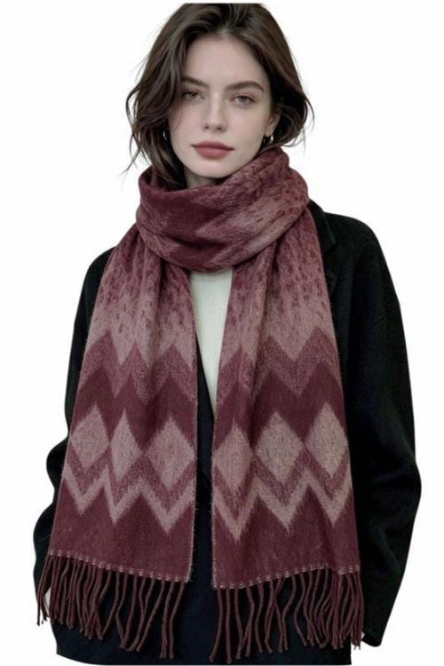 Zigzag Sjaal met Franjes - Kasjmiermix