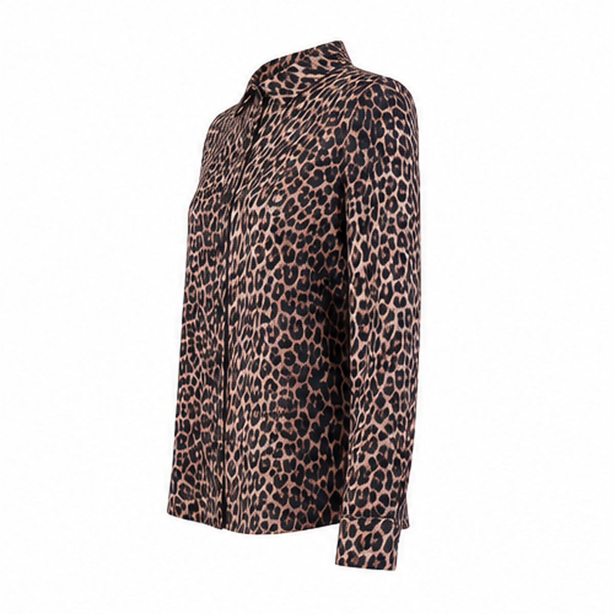Angelle Milan Travelstof Blouse - Bruin Zwart Luipaardprint