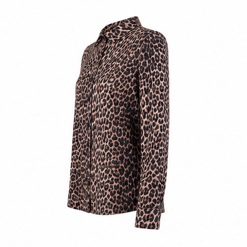 Angelle Milan Travelstof Blouse - Bruin Zwart Luipaardprint