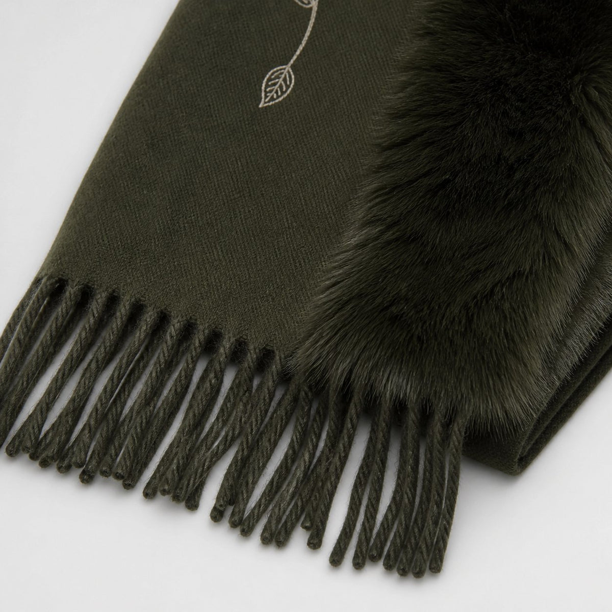Bloemenstola met Faux Fur Rand en Franjes - 65x180 cm