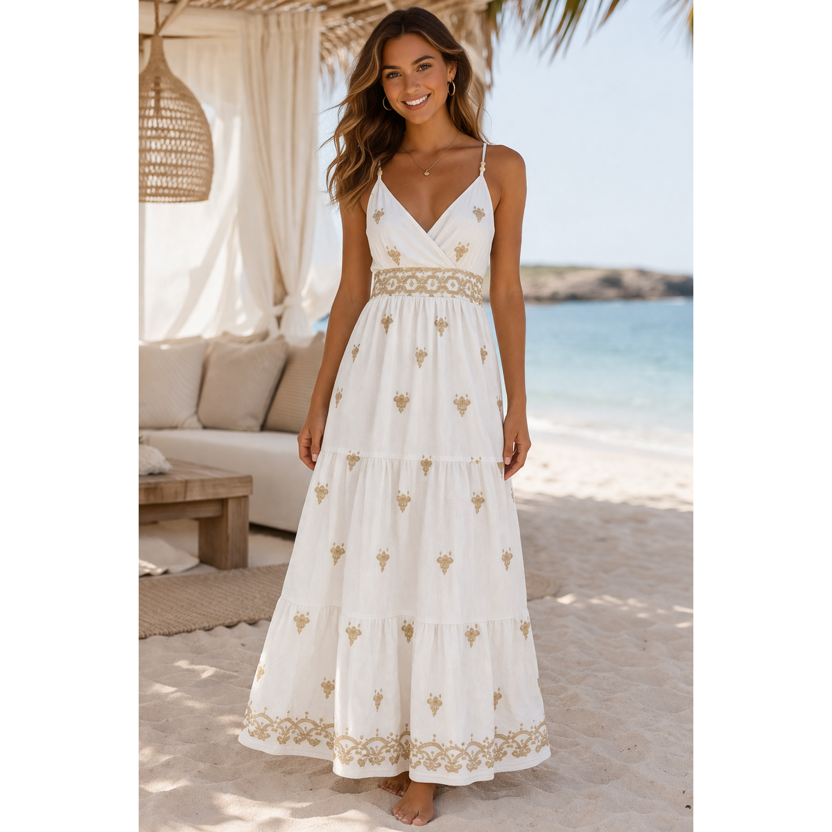 HS Lange Jurk - Zomerjurk - Free Size - comfortabele pasvorm - L/XL