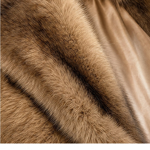 Lange Faux Fur Jas - One Size - Donkerbruin & Camel