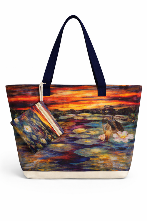 Shopper met Schilderijprint en Mini-tasje