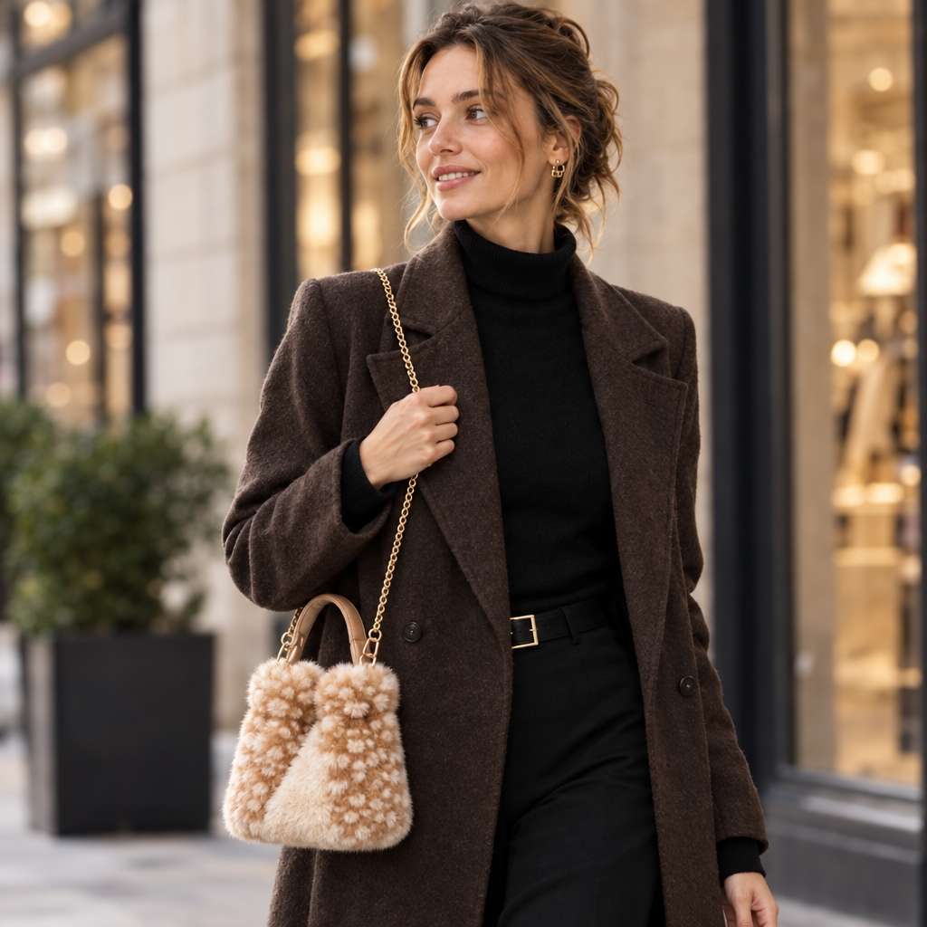 Faux Fur Spotted Crossbody Tas