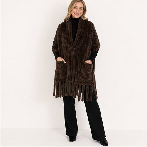Faux Fur Poncho Sjaal