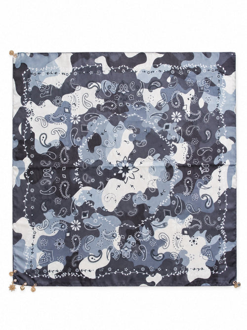 Camouflage Paisley Sjaal met Gouden Bedeltjes