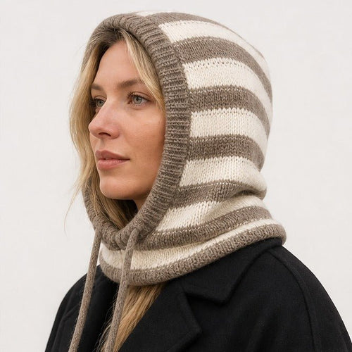 Streep Gebreide Hood