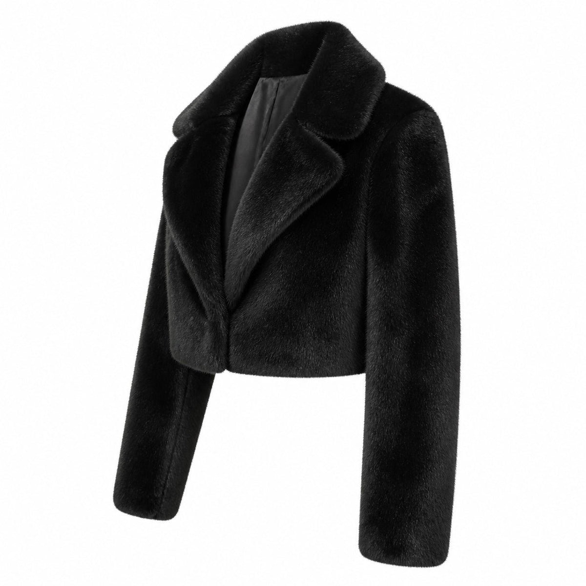 Faux Fur Jas Kort - One Size - Zwart & Beige