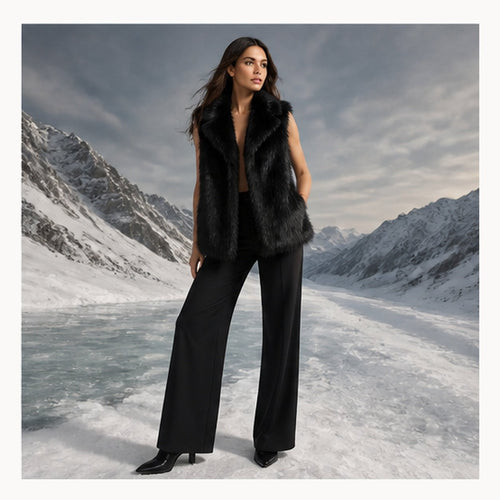 Shaggy Faux Fur Bodywarmer - One Size
