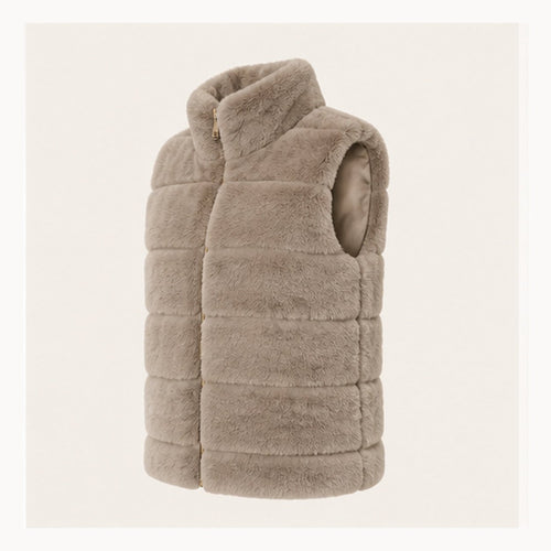 Faux Fur Bodywarmer met Hoge Kraag – One Size