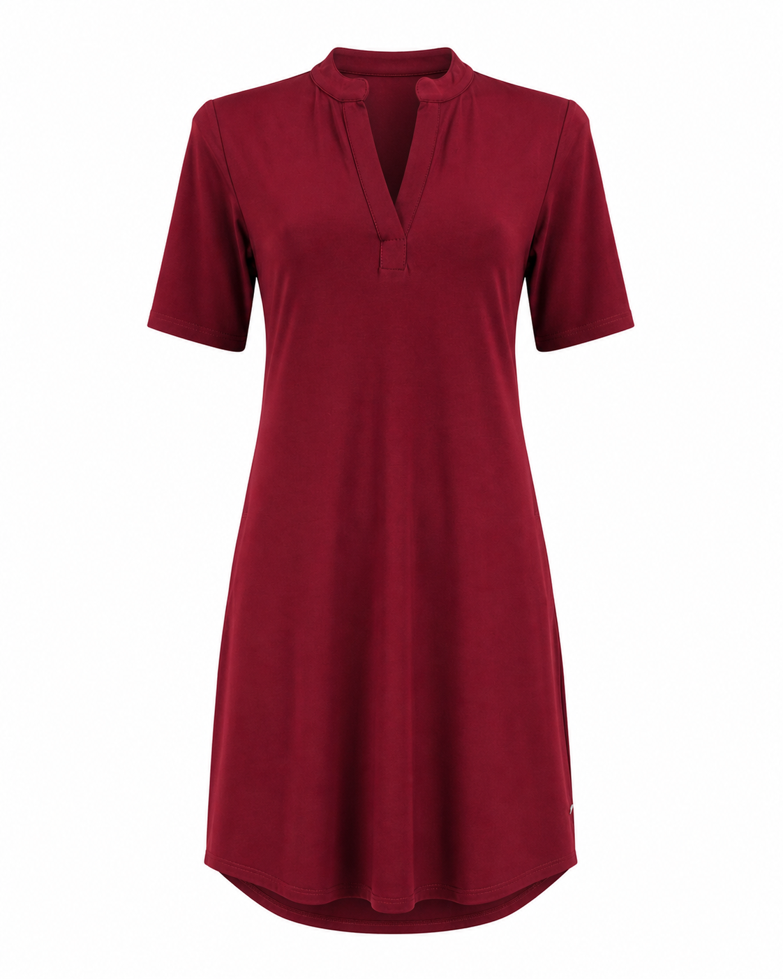 Angelle Milan Travelstof Jurk - Bordeaux Effen