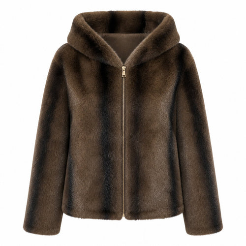 Reversible Jas - Bruin - Faux Fur & Suèdelook - One Size