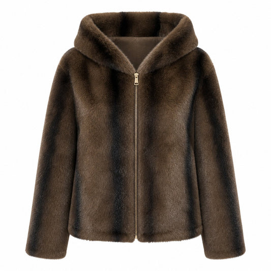 Reversible Jas - Bruin - Faux Fur & Suèdelook - One Size