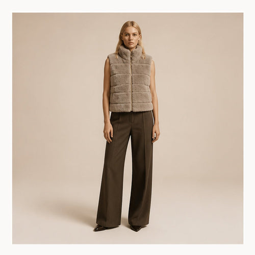 Faux Fur Bodywarmer met Hoge Kraag – One Size