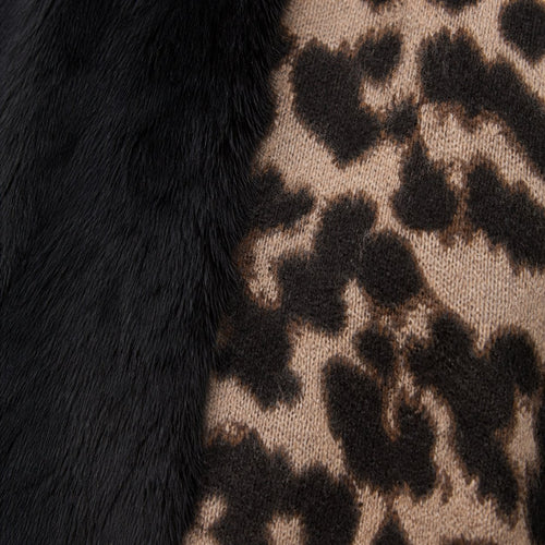 Stola Luipaardprint met Faux Fur Rand - 60x200 cm