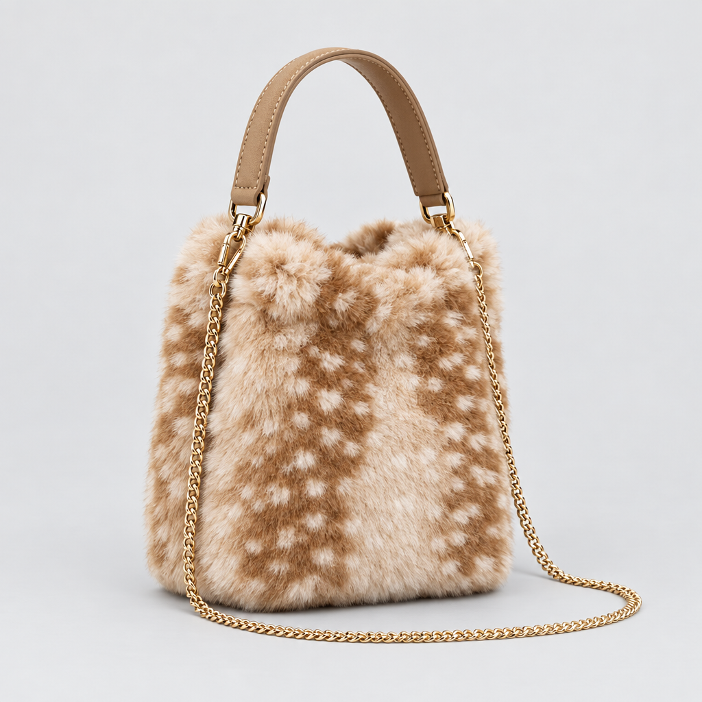 Faux Fur Spotted Crossbody Tas