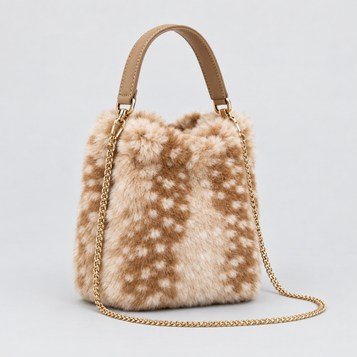 Faux Fur Spotted Crossbody Tas
