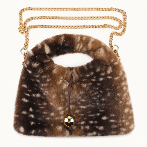 Faux Fur Hertenprint Handtas met Gouden Ketting