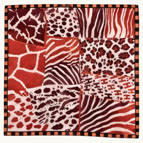 Satijnen Sjaal 70x70 – Dierenprint Patchwork