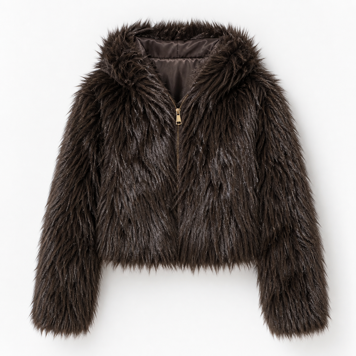 Shaggy Faux Fur Jas met Capuchon - One Size