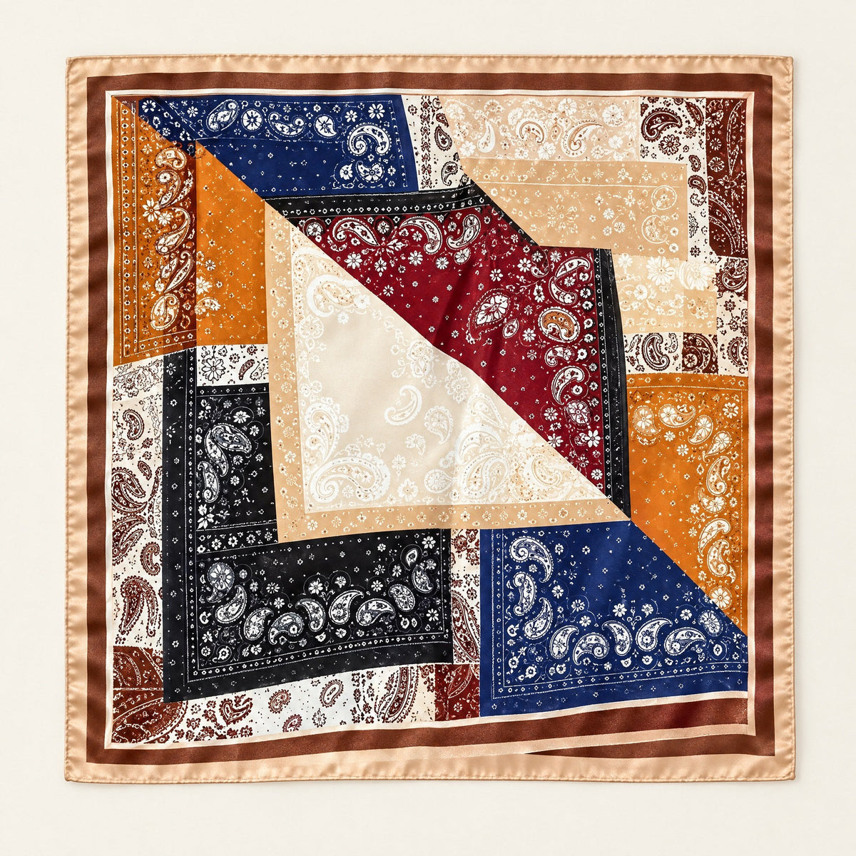 Satijnen Sjaal 70x70 - Paisley Patchwork