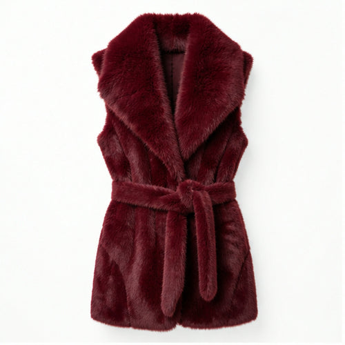 Faux Fur Gilet met Ceintuur - One Size