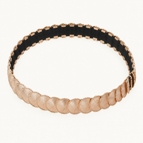 Elastische Riem met Gouden Ronde Schijfjes - 72 cm