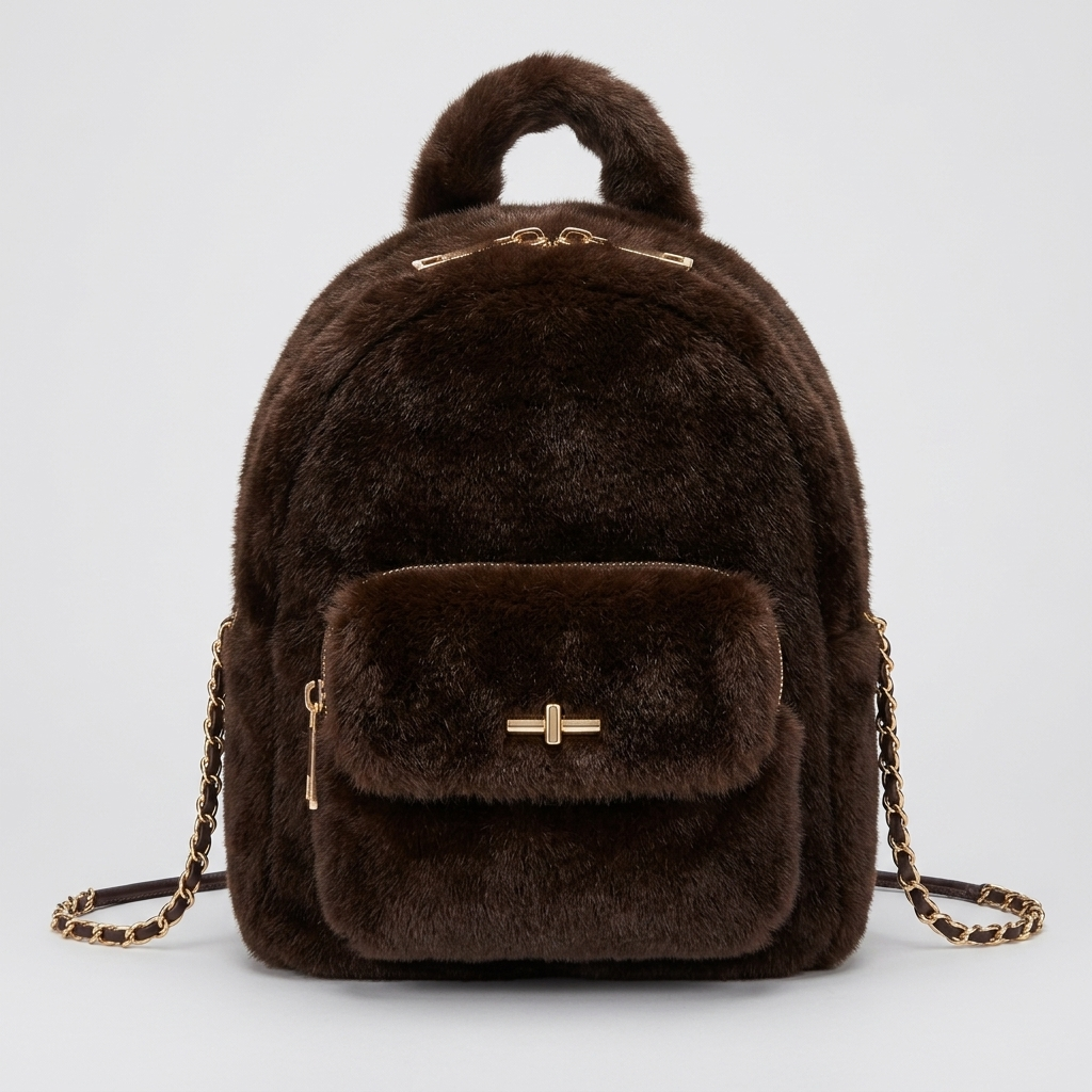 Mini Faux Fur Rugzak - ca. 22 cm