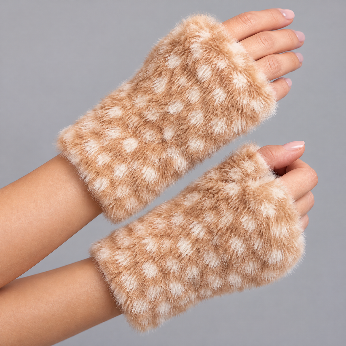 Vingerloze Faux Fur Handschoenen - Hertenprint