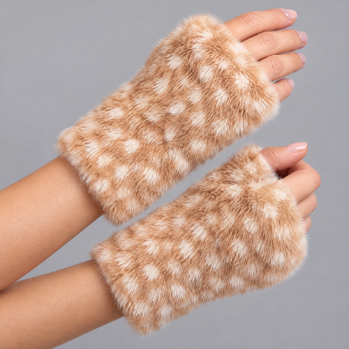 Vingerloze Faux Fur Handschoenen - Hertenprint