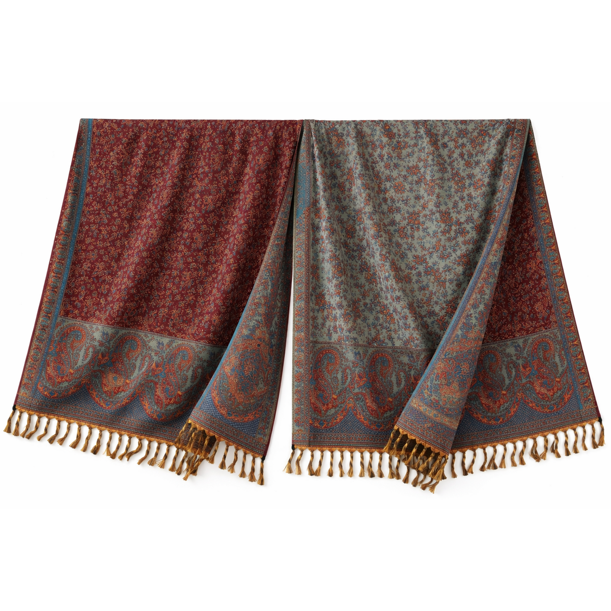 HS Wintersjaal - In 6+ Kleuren - Dubbelzijdig Yak Wool - Langwerpig - Bordeaux