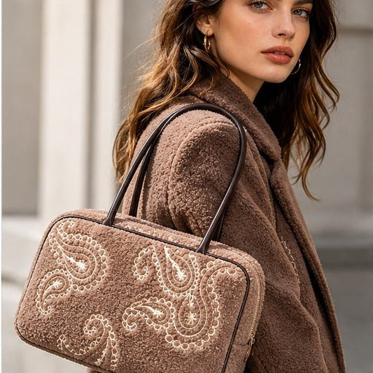 Faux Fur Schoudertas met Paisleypatroon