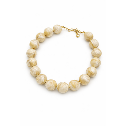 HS Ketting - In 7+ Kleuren - Grote Kralen - Creme