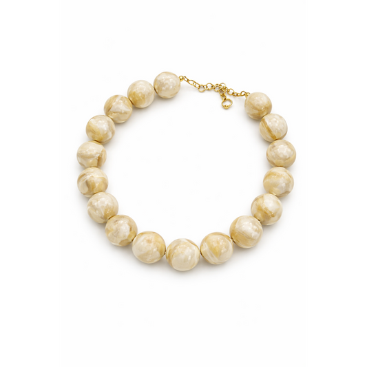 HS Ketting - In 7+ Kleuren - Grote Kralen - Creme